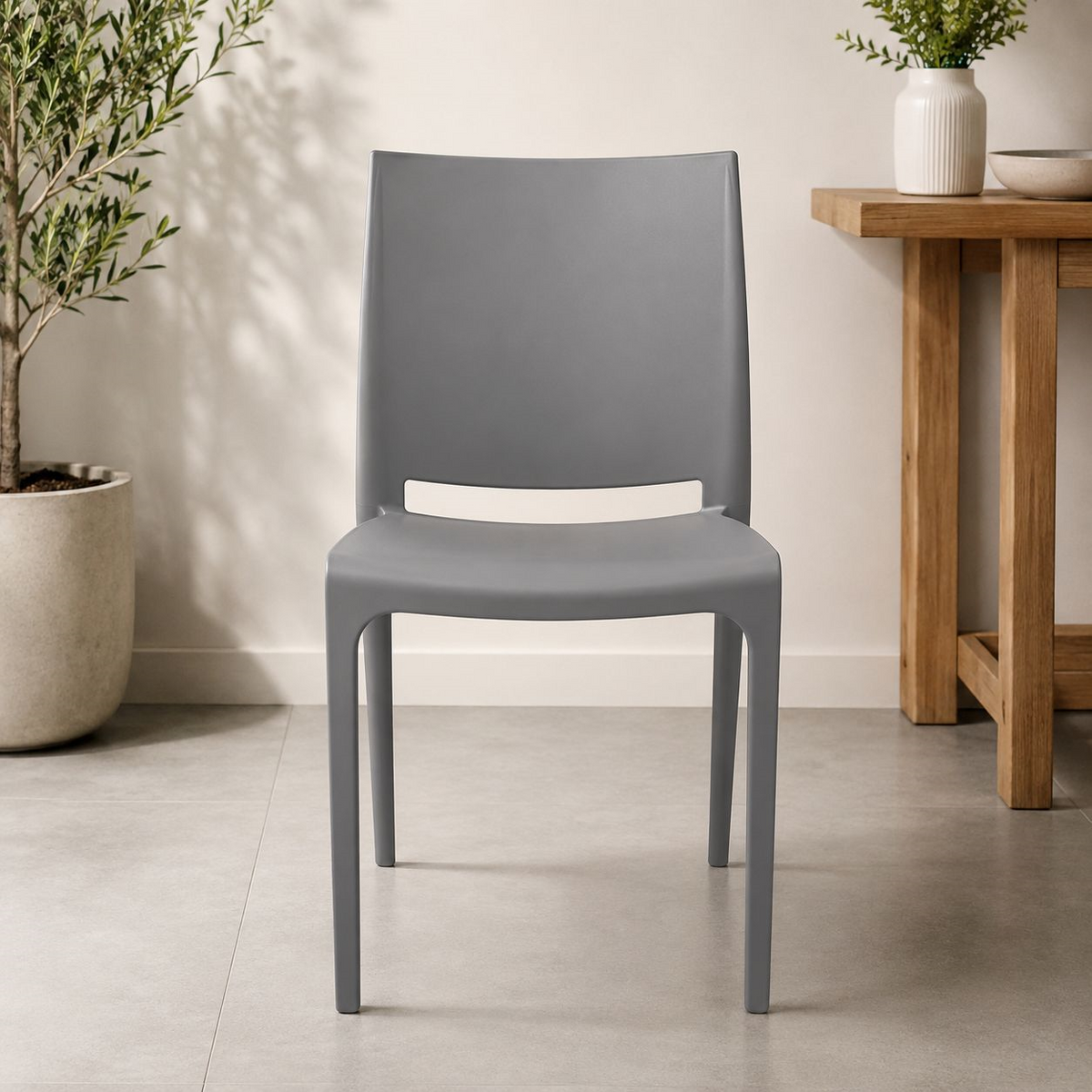 Basic Chair in Matt Gray Polypropylene 42x42x80 cm