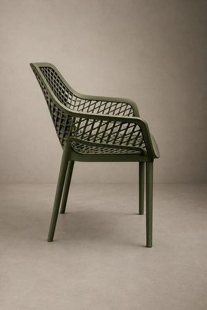 Fauteuil perforé en polypropylène vert mat 56x60x82cm