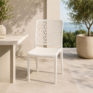 Silla Perforada de Polipropileno Blanco Mate 42x42x80 cm
