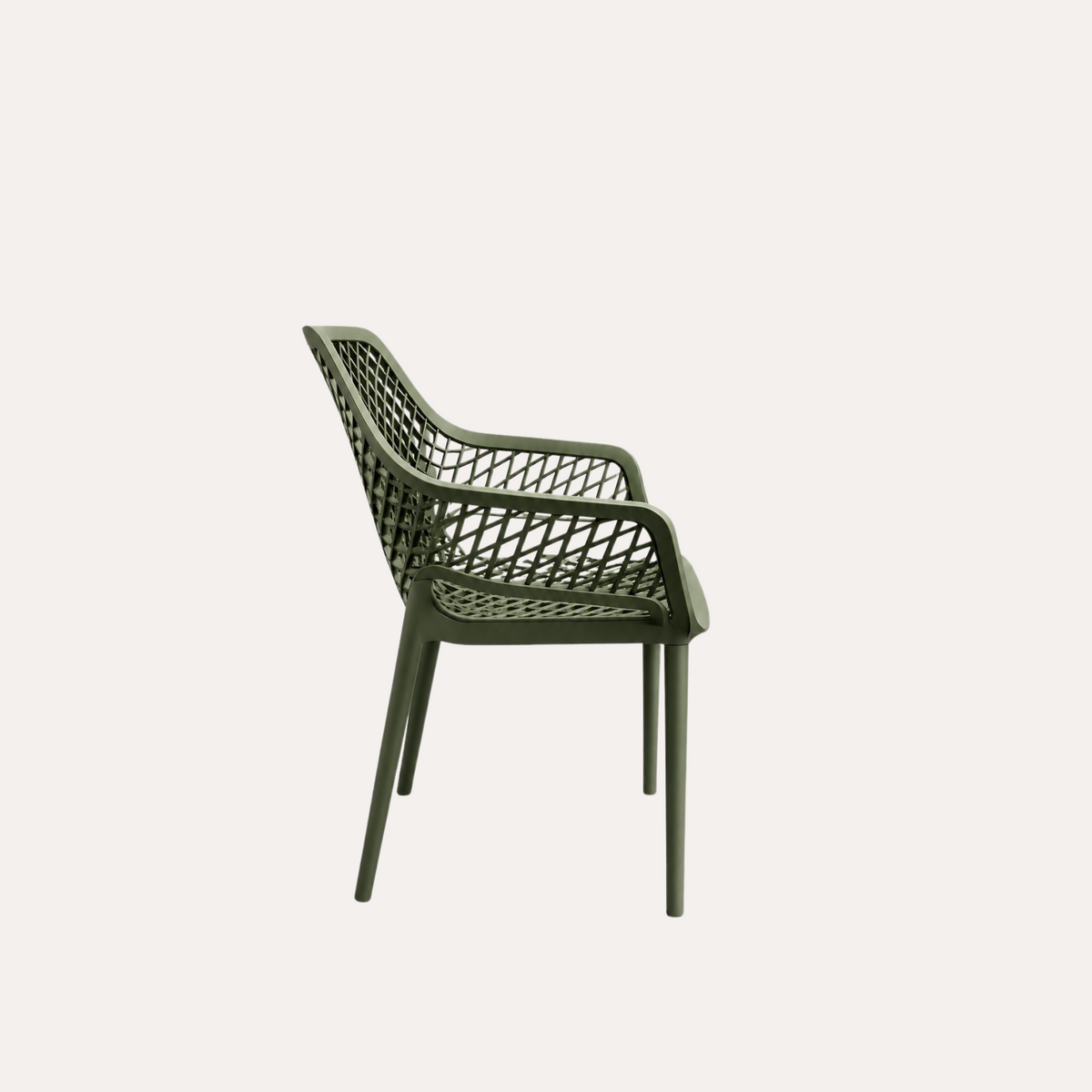 Fauteuil perforé en polypropylène vert mat 56x60x82cm