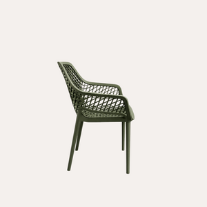 Fauteuil perforé en polypropylène vert mat 56x60x82cm