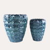 Set of 2 Ashlar Blue Terracotta Vases D48 H53