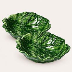 Set 2 Ciotole Verza in Ceramica Verde Smeraldo 22×19×6cm