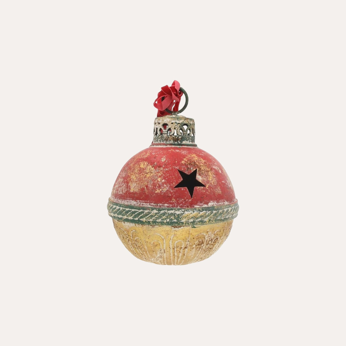 Chocalho de Natal em Lata Vermelha e Dourada Alt.25x16 cm - KeyHome Store