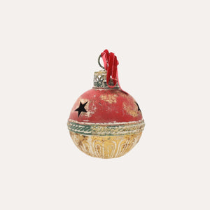 Chocalho de Natal em Lata Vermelha e Dourada Alt.25x16 cm - KeyHome Store