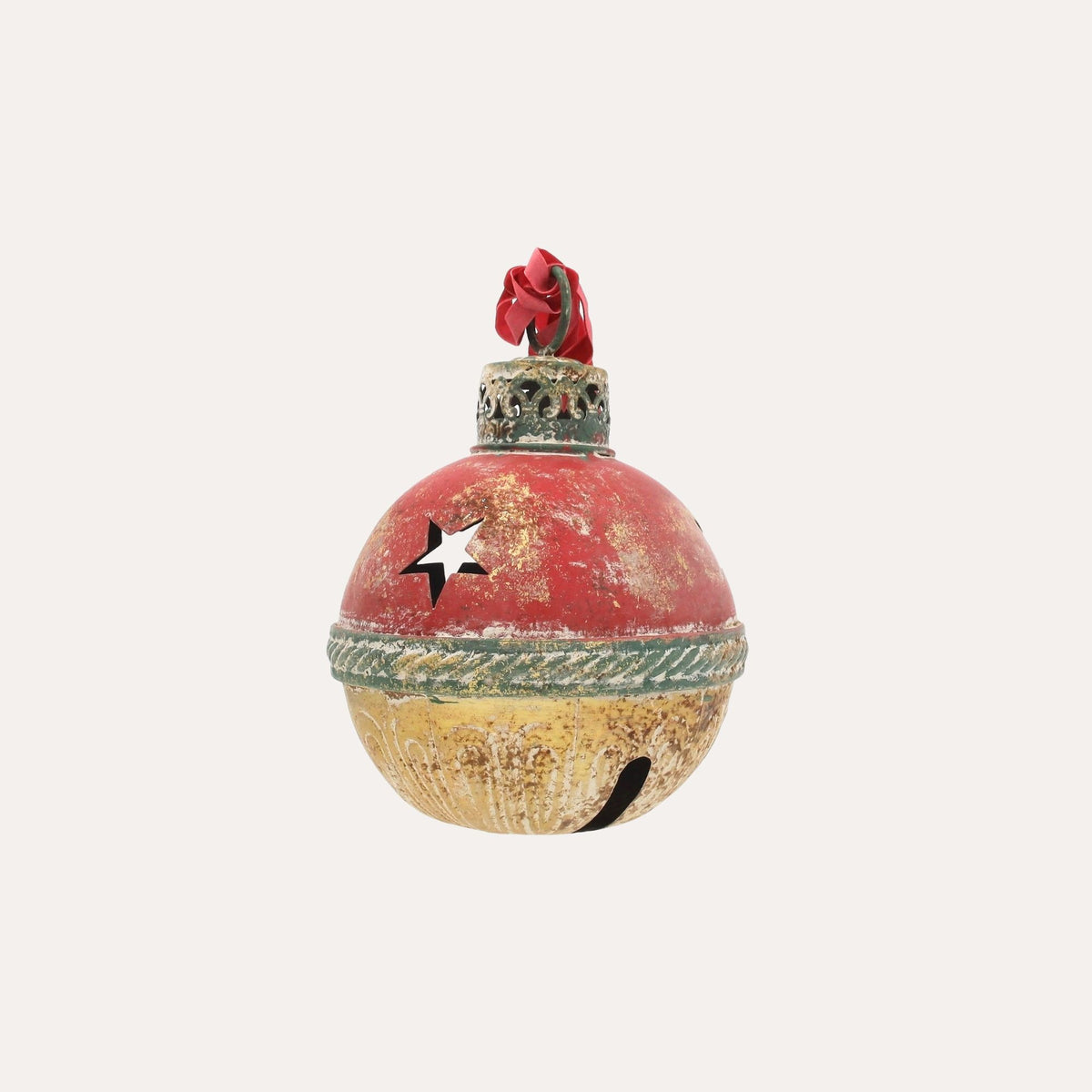 Chocalho de Natal em Lata Vermelha e Dourada Alt.25x16 cm - KeyHome Store