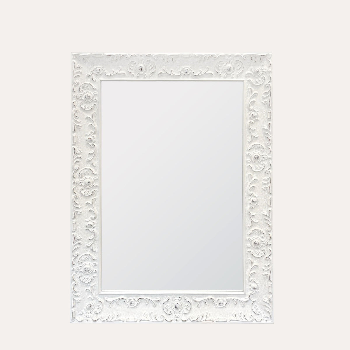 Specchio  in Legno Anticato Bianco 120x90cm