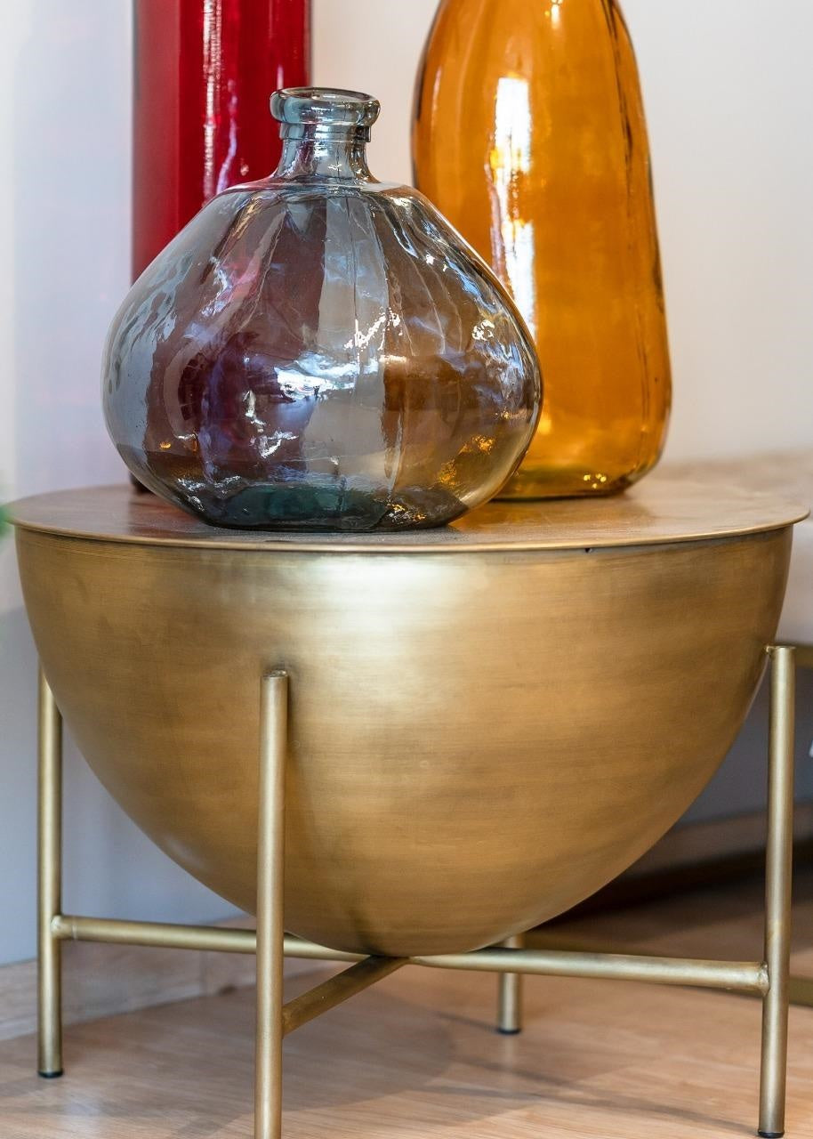 Round Coffee Table in Golden Metal with Thin Feet
