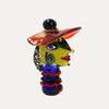 Sculpture multicolore en verre plein avec chapeau H.33 cm