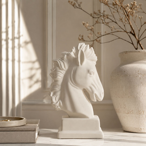 Cabeza de caballo grande de cerámica blanca Al.50x26x14 cm