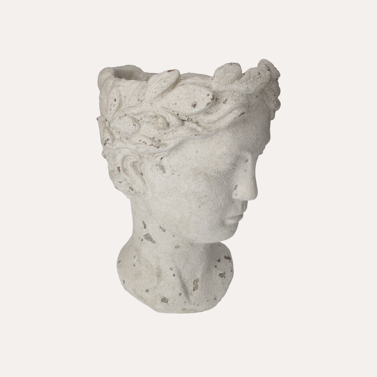 Cabezal decorativo para plantas de resina blanca, altura 35 cm