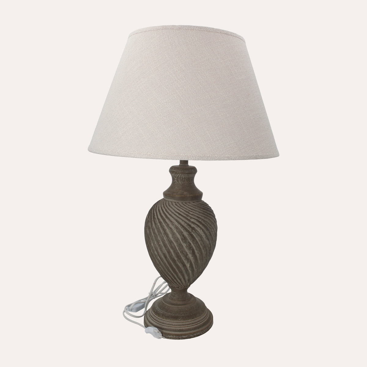 Lampada da Tavolo in Resina Attorcigliata Grigia H.66 cm