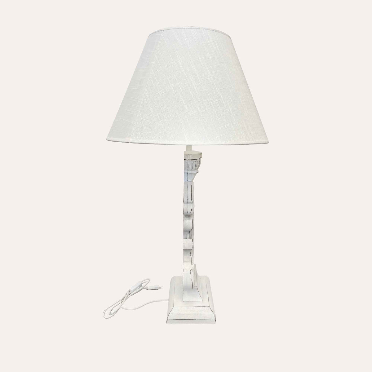 Lámpara Shabby Chic con base de madera en forma de hoja