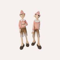 Pair of Pinocchio Figurines in Resin H. 28 cm