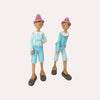Paire de figurines Pinocchio en résine bleu clair H. 29 cm