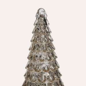 Árbol de cristal plateado con LED para fiestas iluminadas