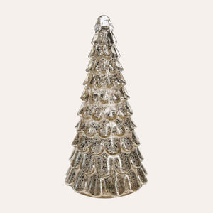 Árbol de cristal plateado con LED para fiestas iluminadas