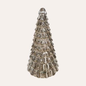 Árbol de cristal plateado con LED para fiestas iluminadas