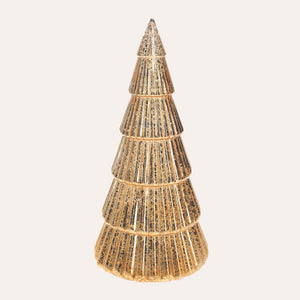 LED Tree in Gold Glass for Christmas Centerpieces