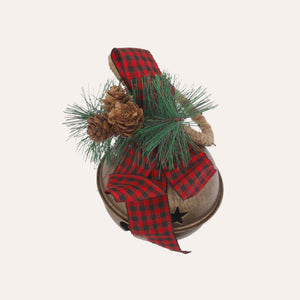 Gold Metal Christmas Bauble with Rattle and Red Bow