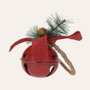 Red Metal Christmas Bauble with Rattle and Twig