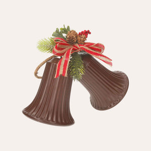 Par de campanas navideñas de metal para decoraciones festivas