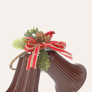 Par de campanas navideñas de metal para decoraciones festivas