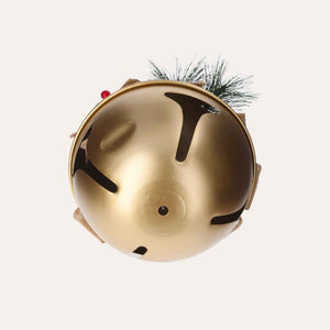 Bola navideña de metal dorado con sonajero festivo