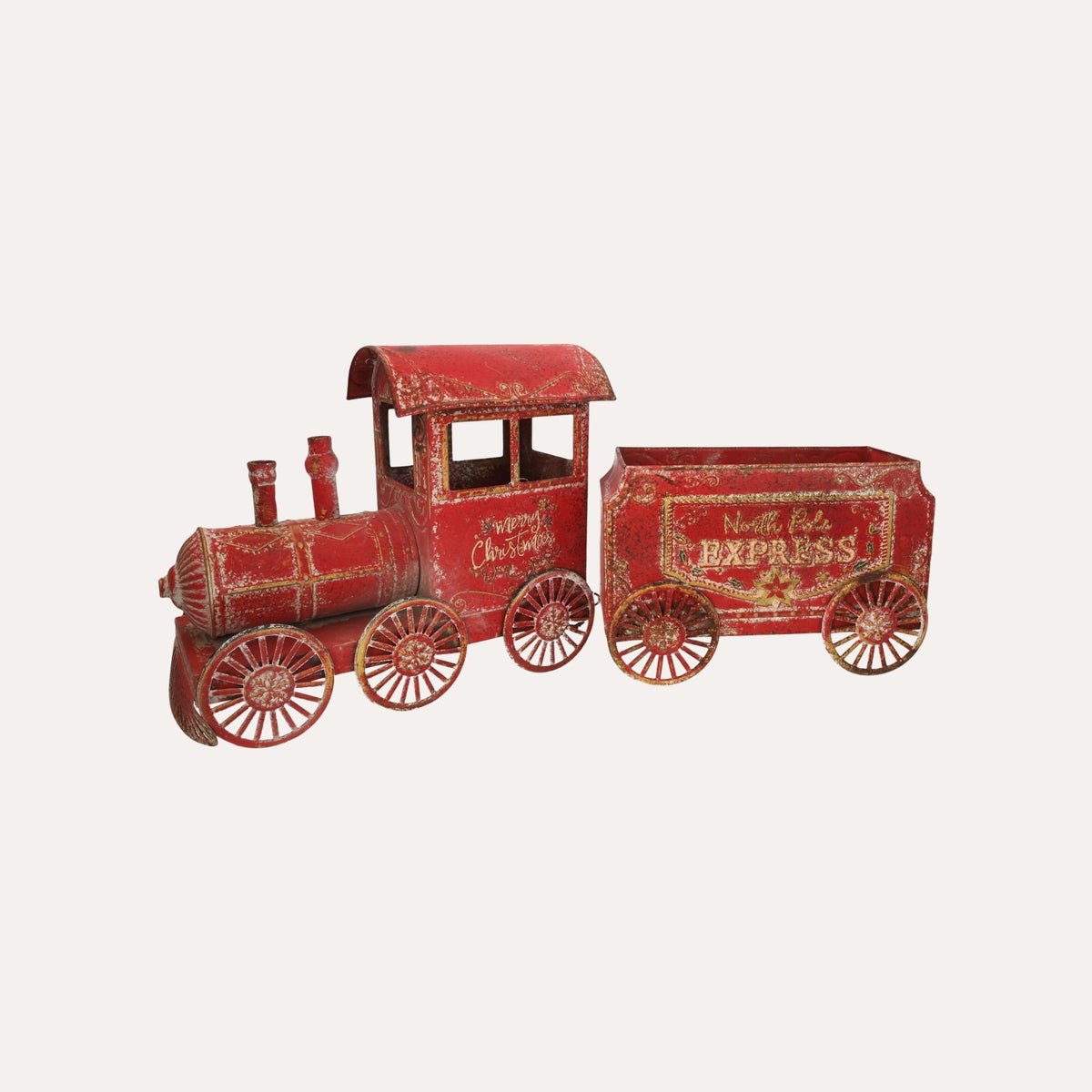 Trem de Natal com Carrinho de Lata Vermelho Alt.68x28 cm - KeyHome Store