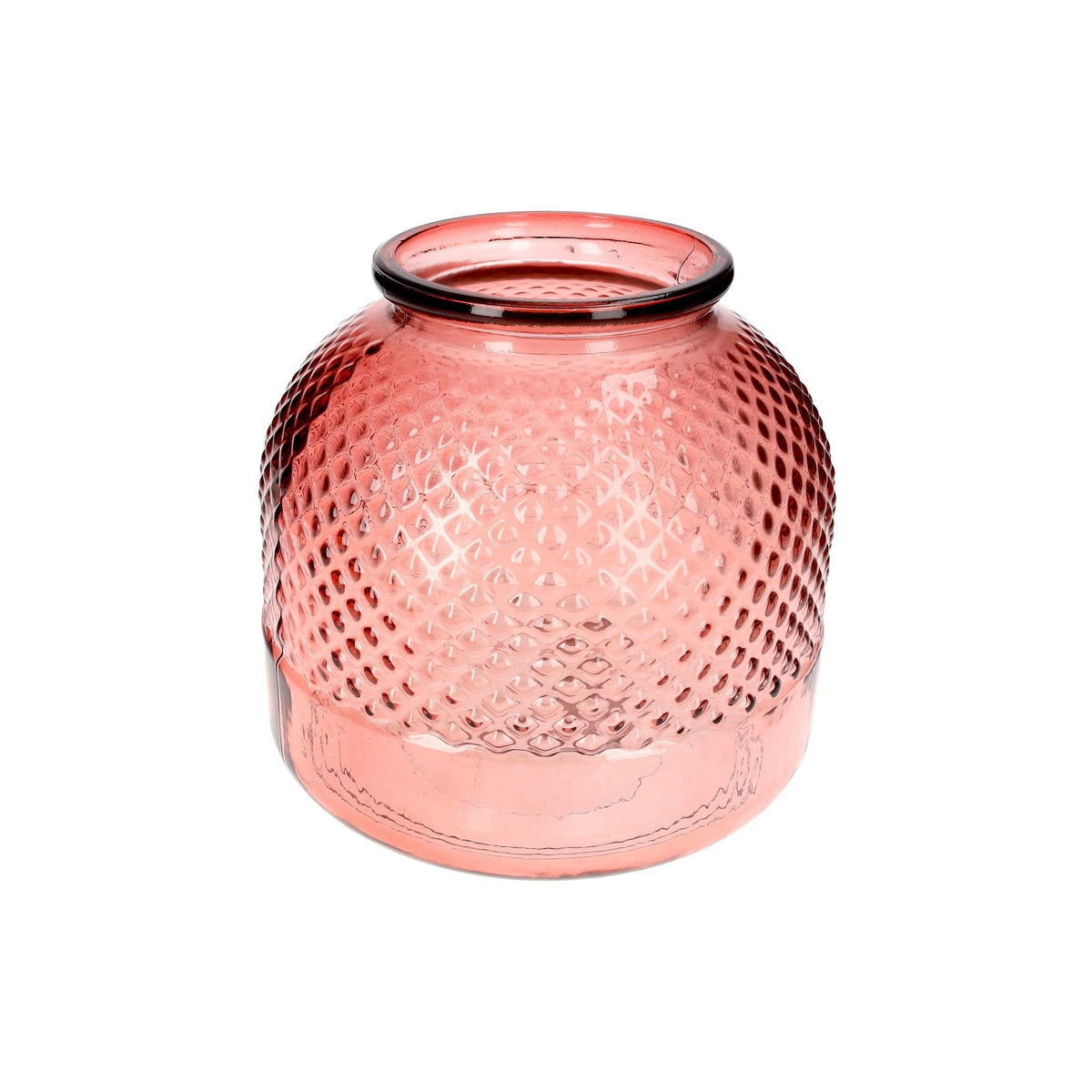 Jarrón decorativo Diamond en vidrio rosa reciclado