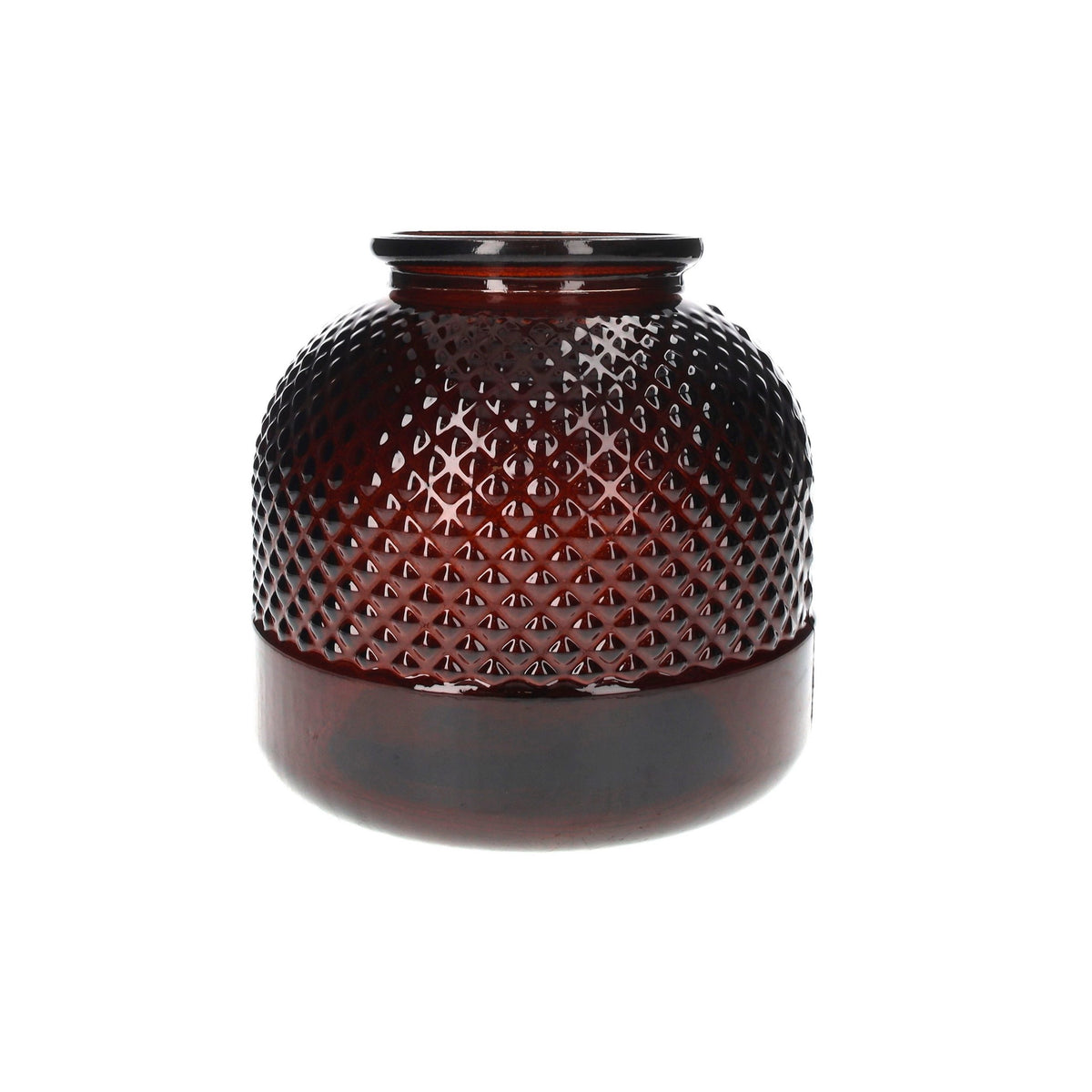 Diamond Decorative Vase in Dark Amber Recycled Glass