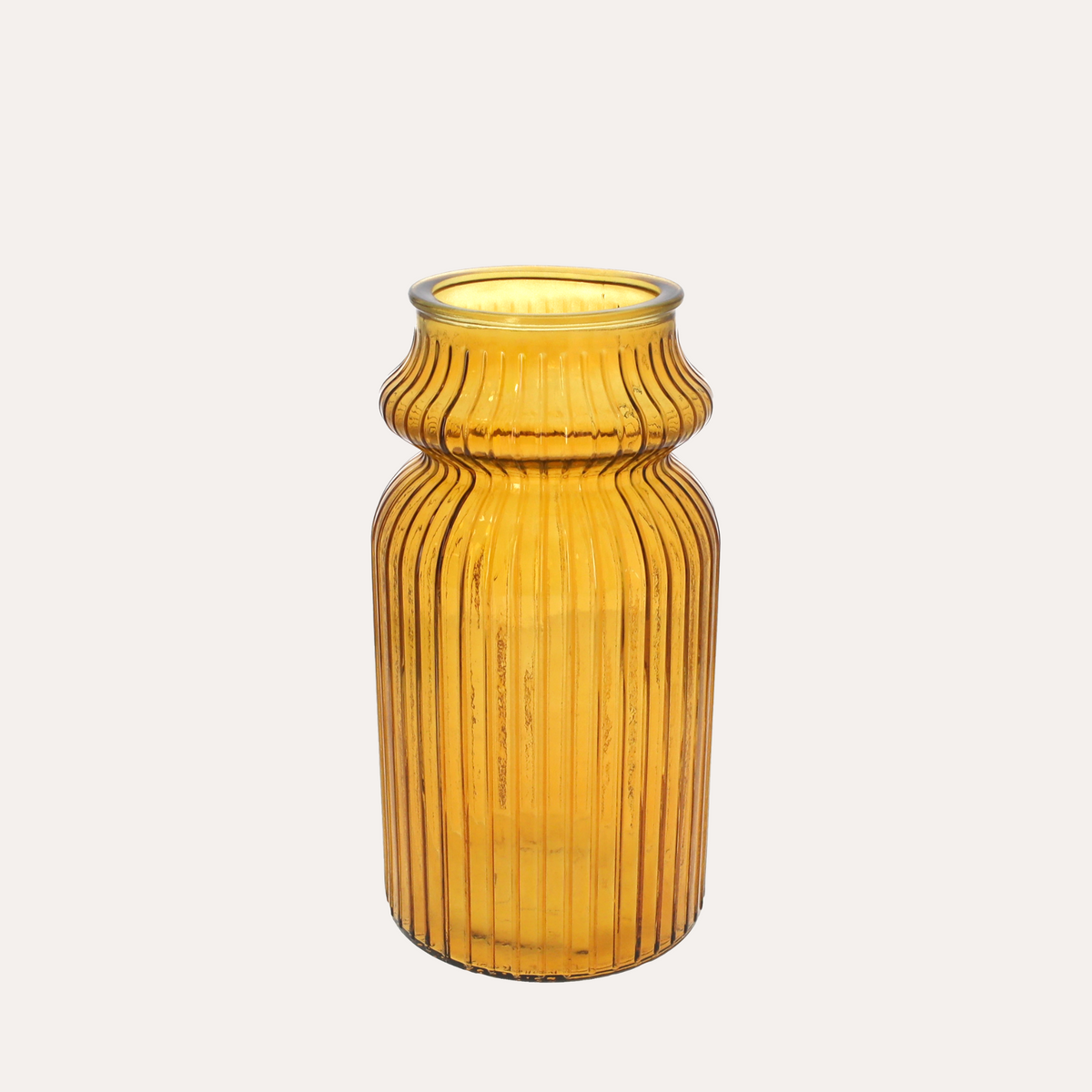 Jarrón bajo de cristal amarillo Rigato AL29 D14,5