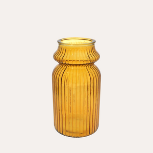 Jarrón bajo de cristal amarillo Rigato AL29 D14,5