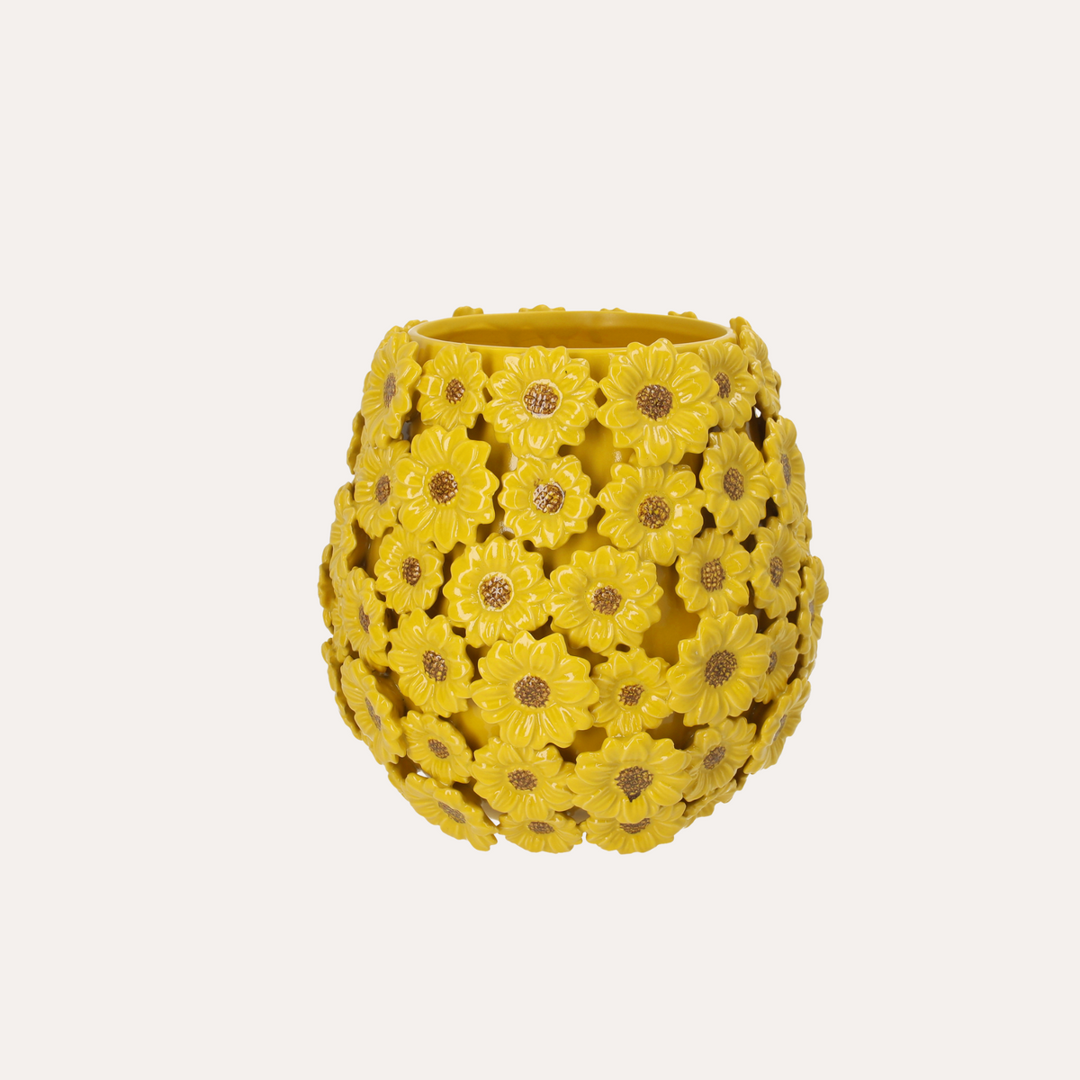 Decorative Vase with Yellow Daisies in Ceramic Height 28 cm