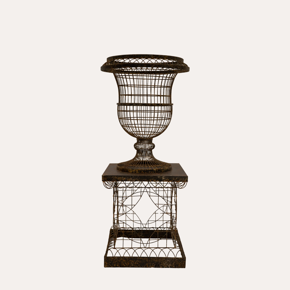 Vase mit erhöhtem Sockel, rostbraun, H. 92 cm