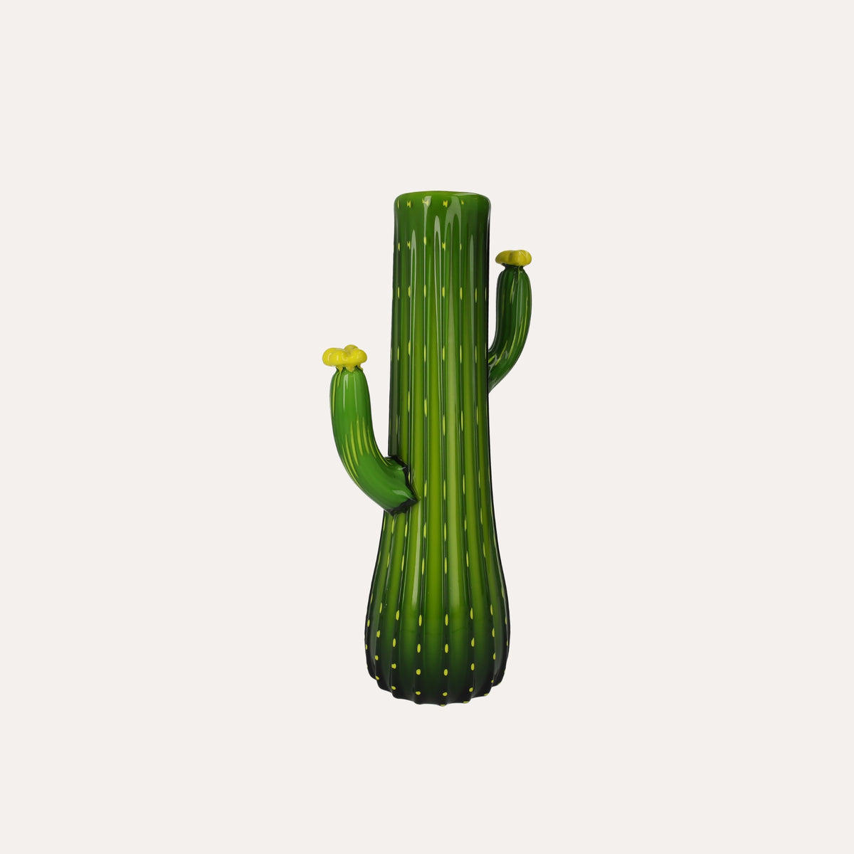 Cactus decorativo de cristal con interior amarillo, altura 37 cm