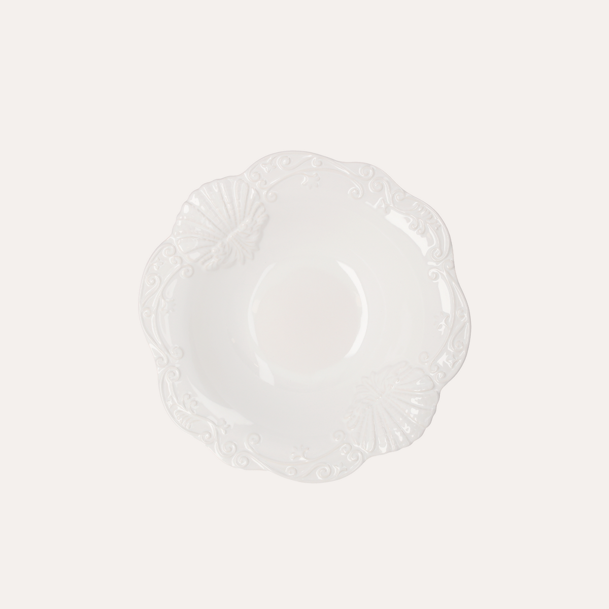 Bol Centre de Table Coquille Céramique Blanche Ø35 x H18 cm
