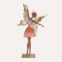 Hada Danzante Rosa en Hierro Corten Marrón Óxido (70x40x10 cm)