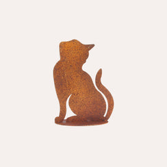 Gato de hierro corten marrón óxido (21x16x6 cm)