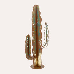 Cactus grande de hierro corten marrón óxido (74x30x15 cm)
