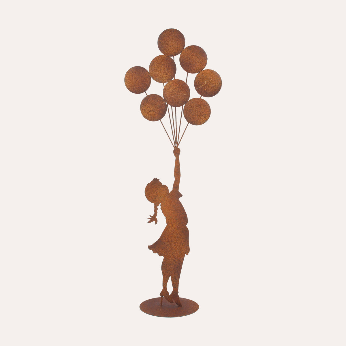 Bimba con Palloncini in Corten Marrone Ruggine ( 80x30x12 cm)