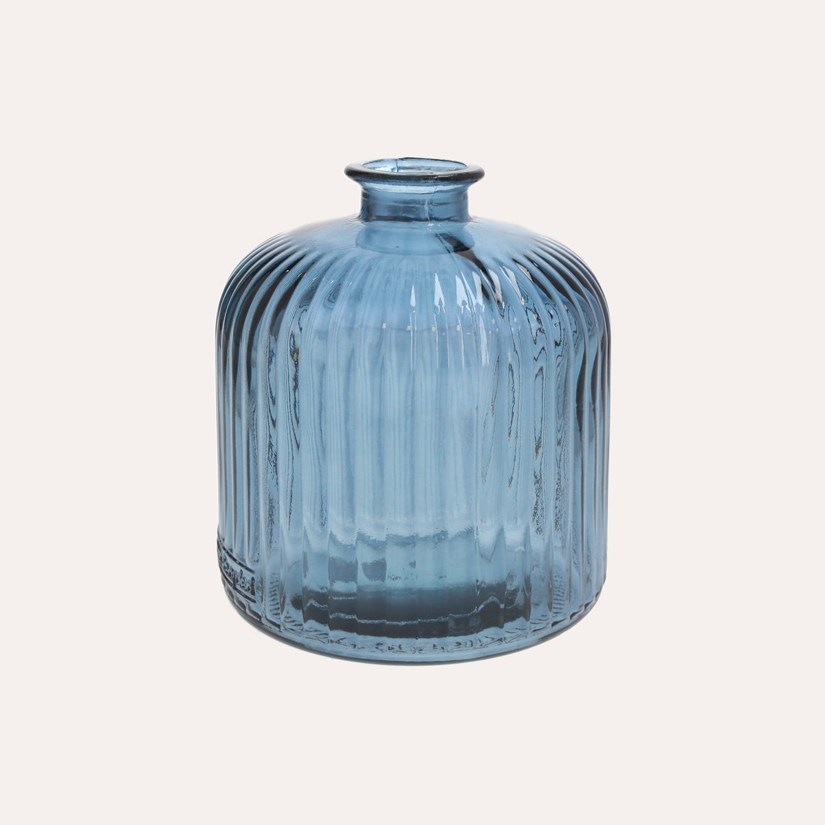 Bouteille en Verre Nervuré (14x17cm) - Bleu Cobalt