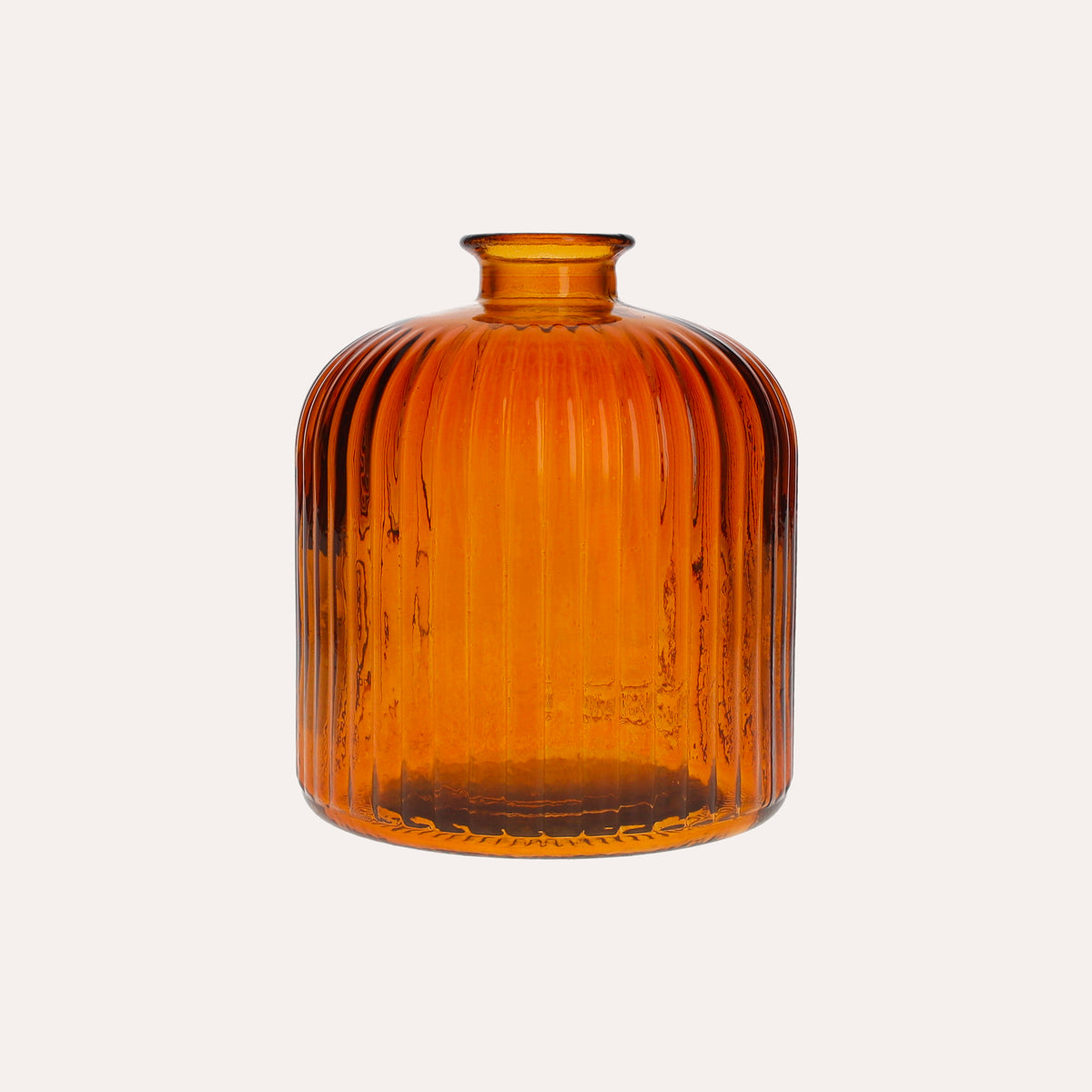 Bouteille en verre nervuré (14x17cm) - Jaune