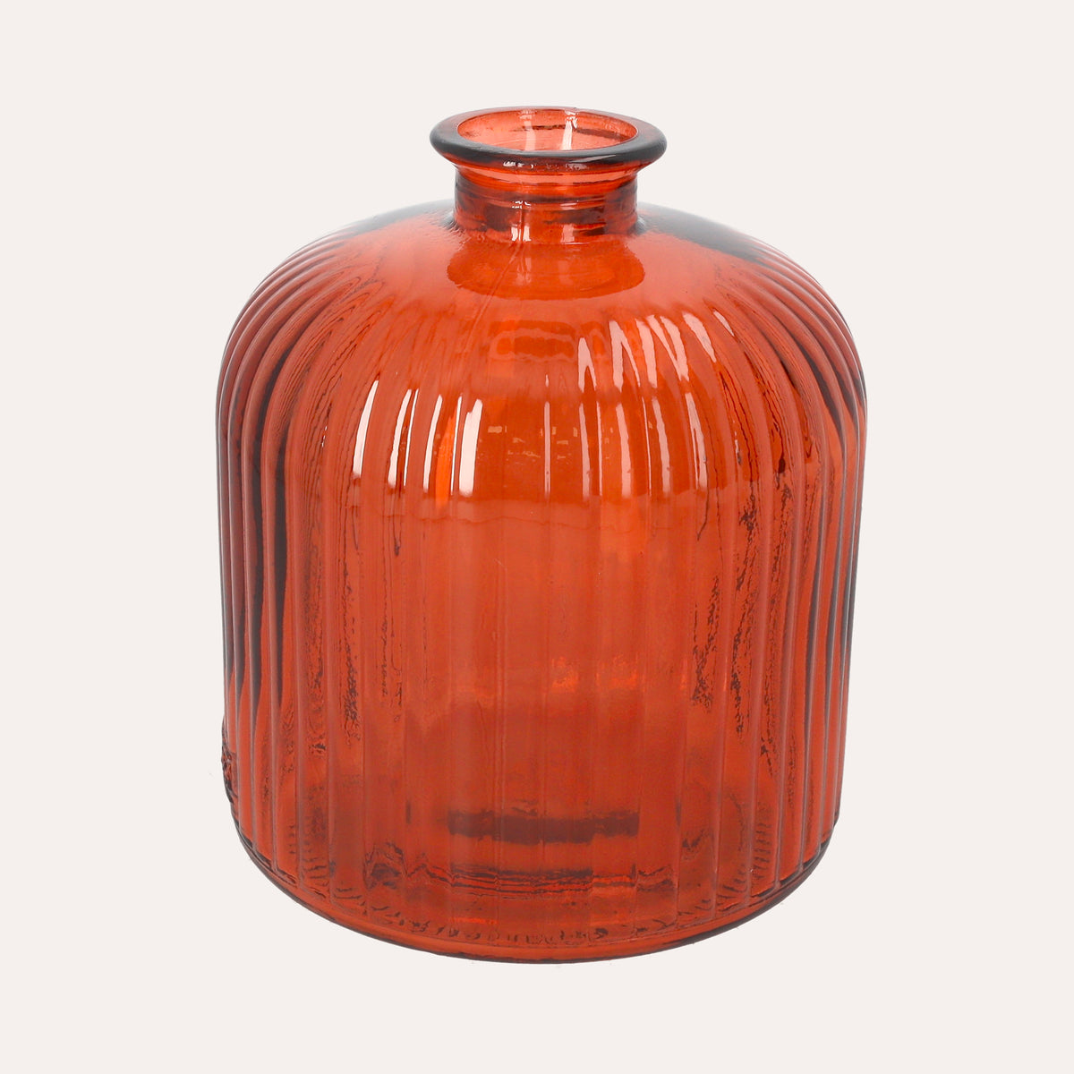 Bouteille en verre nervuré (14x17cm) - Orange