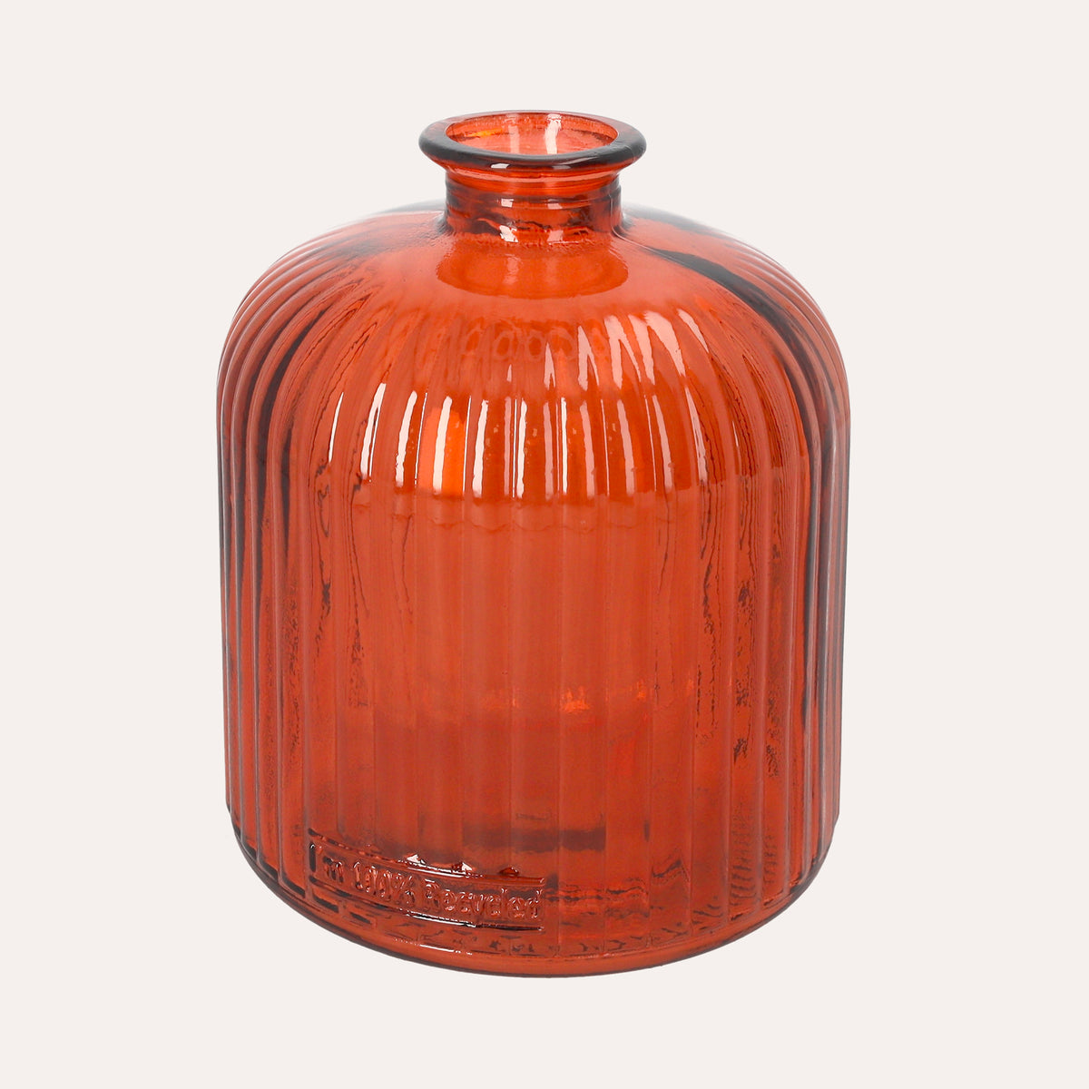 Bouteille en verre nervuré (14x17cm) - Orange