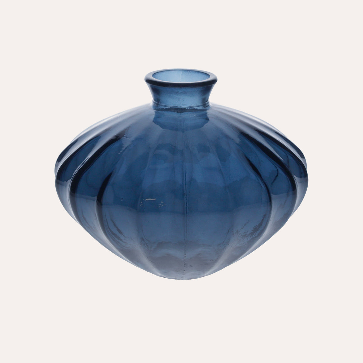 Vaso Ovale in Vetro Riciclato Blu Cobalto H.14 D.19 cm