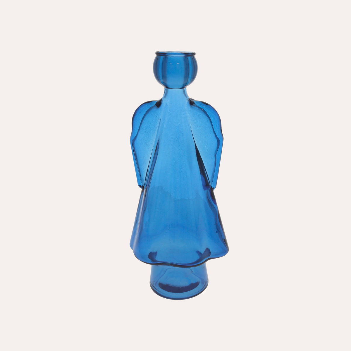 Glasengel mit blauem Kerzenhalter (10x8x24cm)