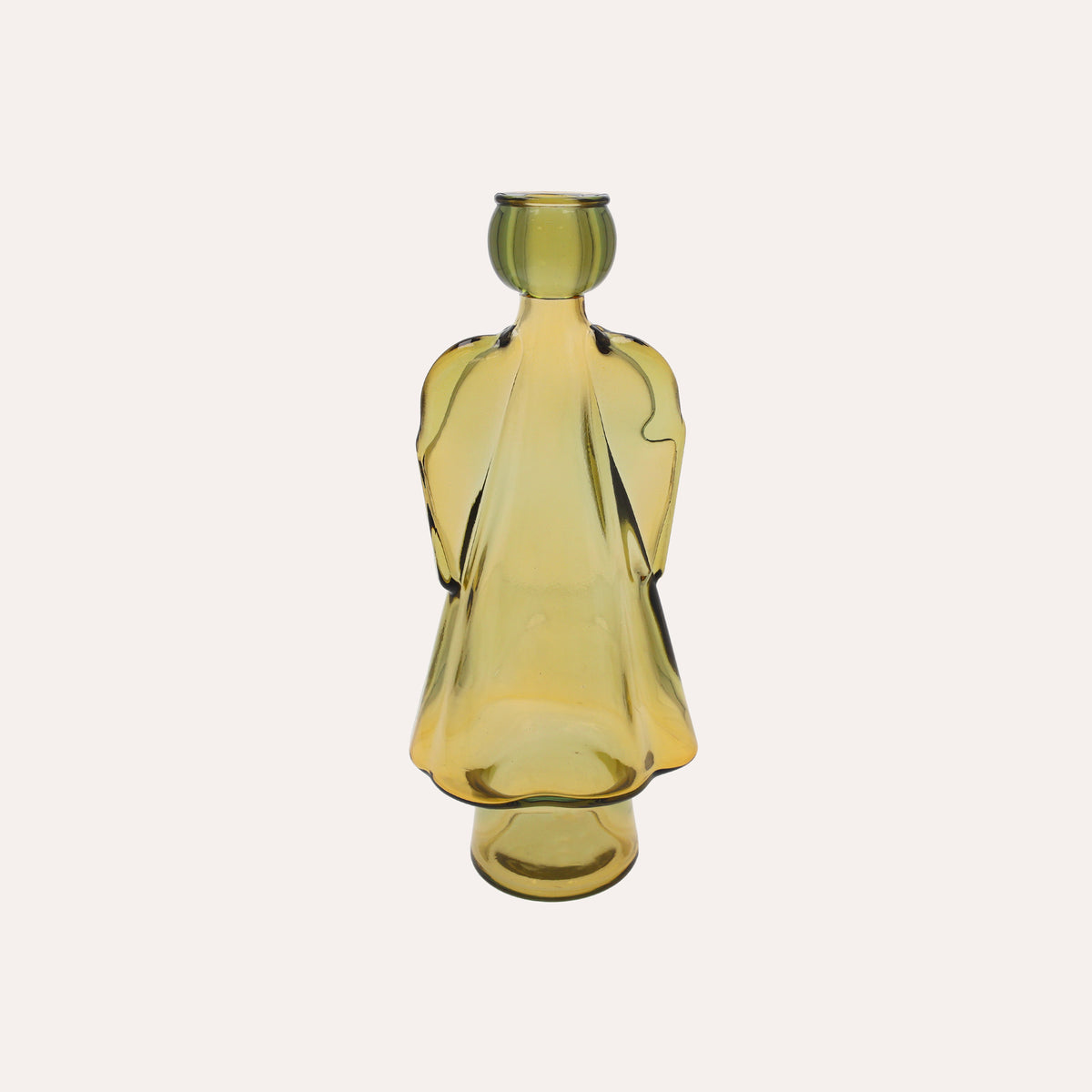 Glasengel mit gelbem Kerzenhalter (10x8x24cm)
