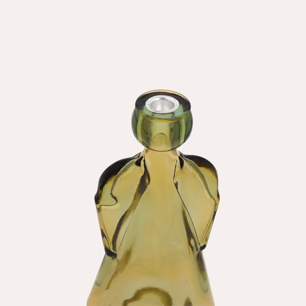 Glasengel mit gelbem Kerzenhalter (10x8x24cm)