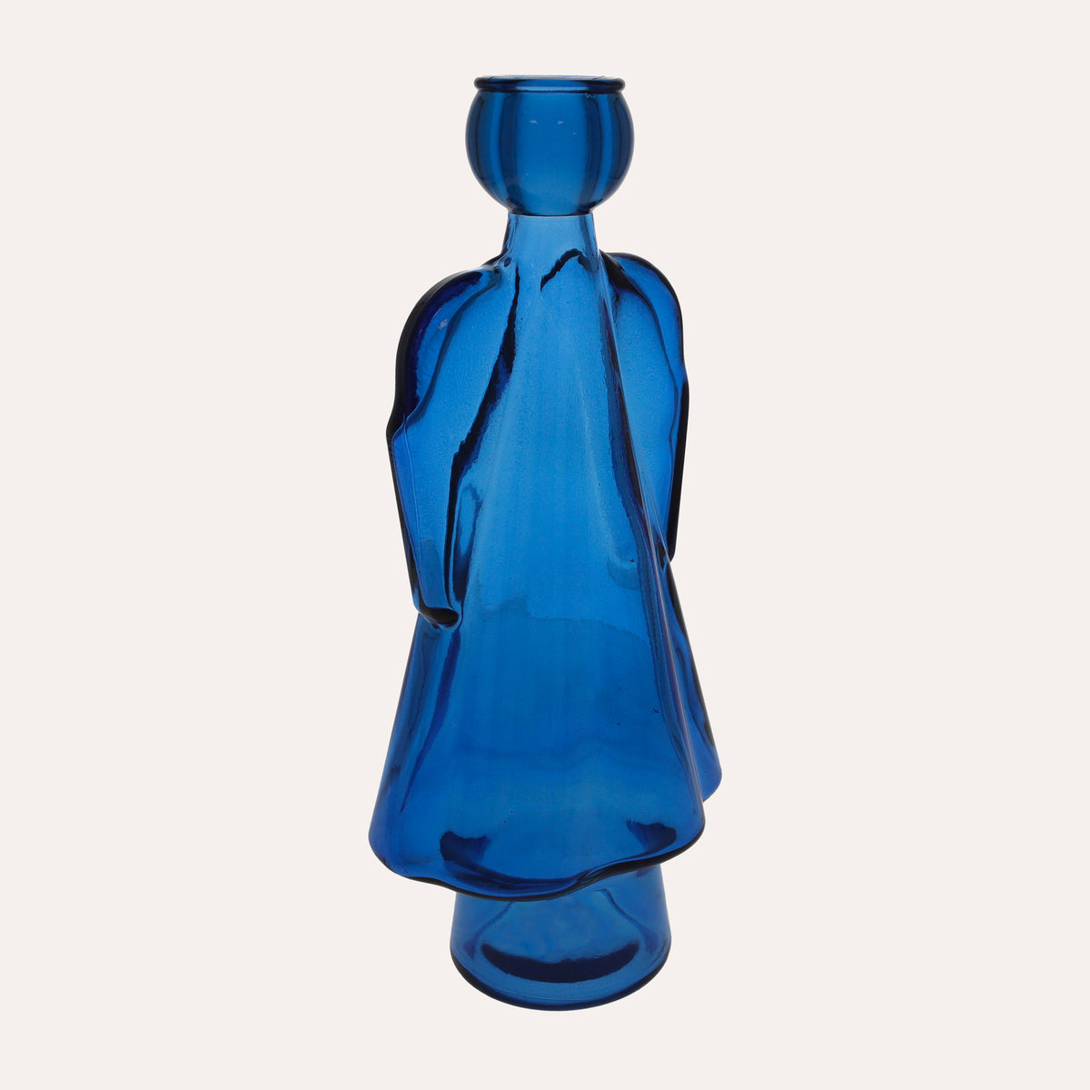 Glasengel mit blauem Kerzenhalter (10x8x34cm)